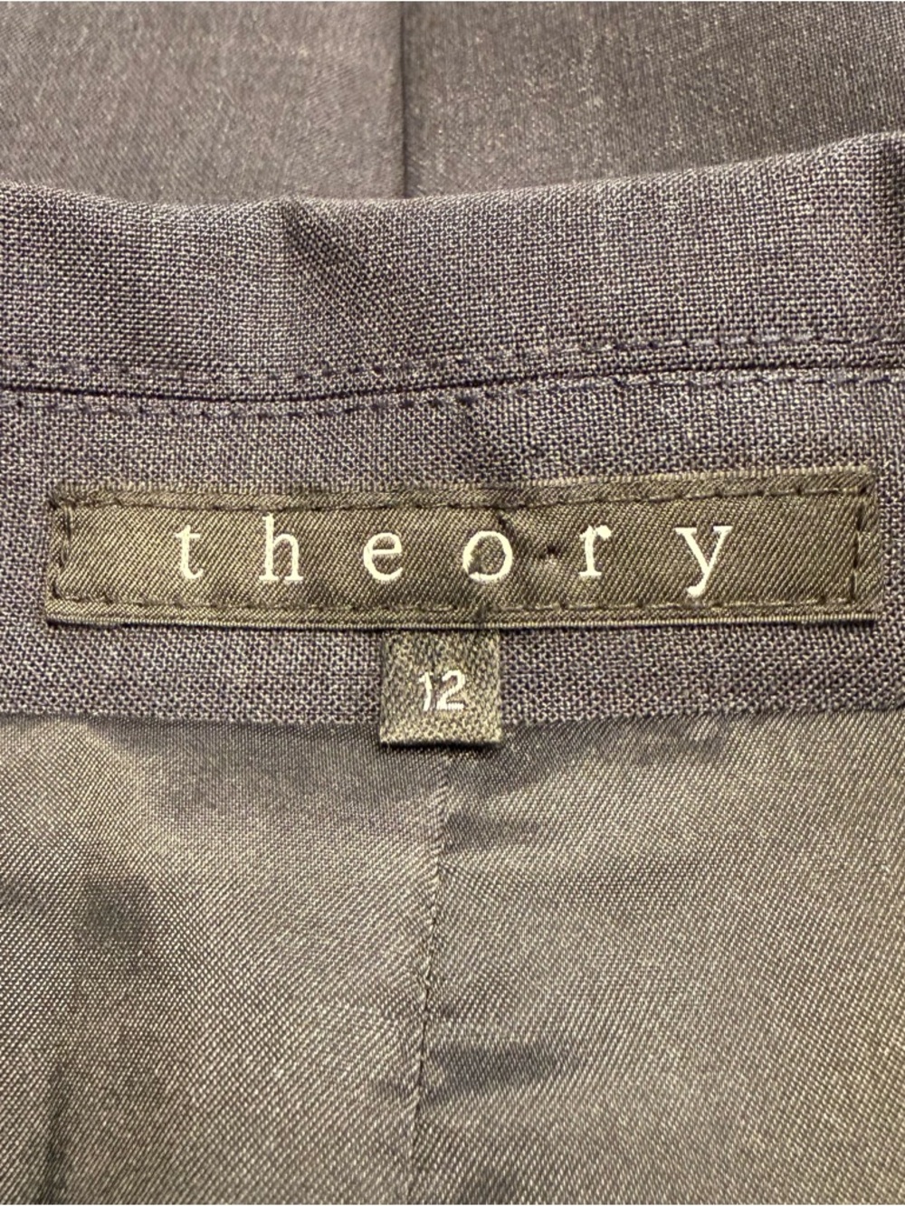 Theory Wool Single Breasted Blazer Navy Single Button Tailored Jacket Size 12 - Picture 2 of 14